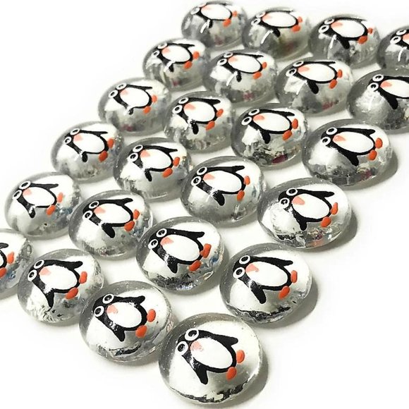Hand Painted Penguins Hand Painted Glass Gems Party Favor Decorations -Set of 24 - Picture 2 of 4